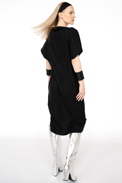 Melna īsa vasars kleita, black cupro summer dress