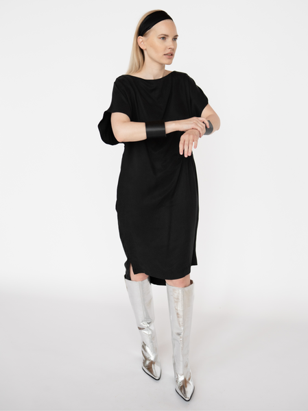 Melna īsa vasars kleita, black cupro summer dress