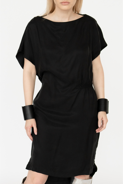 Melna īsa vasars kleita, black cupro summer dress