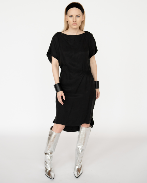 Melna īsa vasars kleita, black cupro summer dress