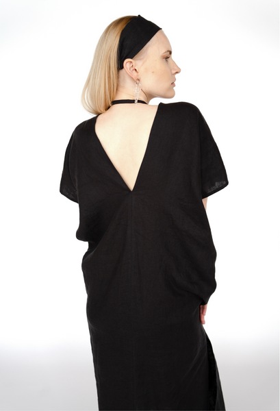 Ivory White Linen Kaftan Dress/ one size/Zero Waste caftan