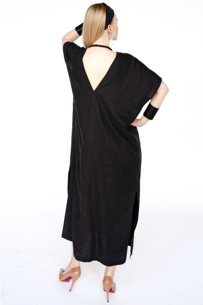 Ivory White Linen Kaftan Dress/ one size/Zero Waste caftan