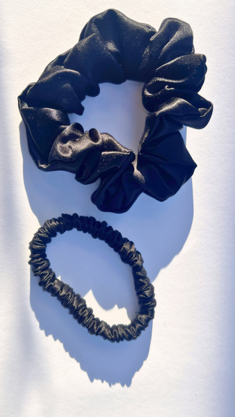 100% Mulberry silk scrunchie XS  Mini and M  size hair ties SETS