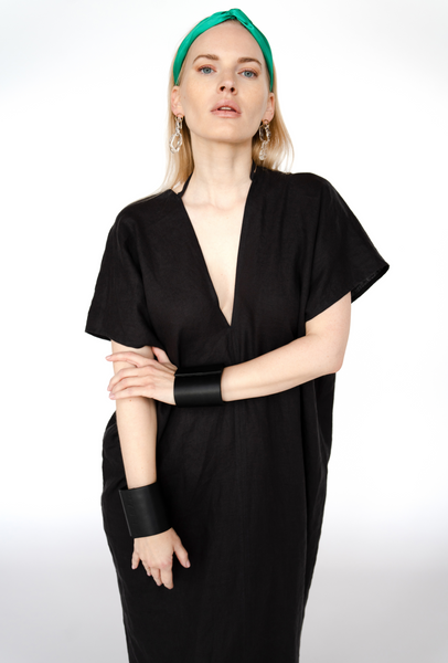 Ivory White Linen Kaftan Dress/ one size/Zero Waste caftan