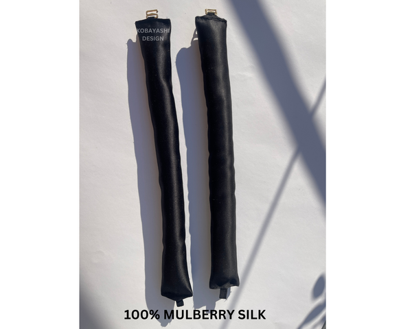 Overnight blowout heatless roller hair curler rods, Mulberry silk 1,5 inch sleep hair wrapper, no heat rods with metal hook, gift for woman