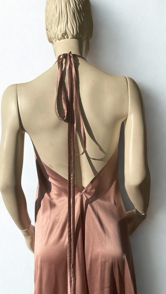 Mulberry silk Trapeze Silhouette Maxi Dress with Long Straps – One Size Fits Most