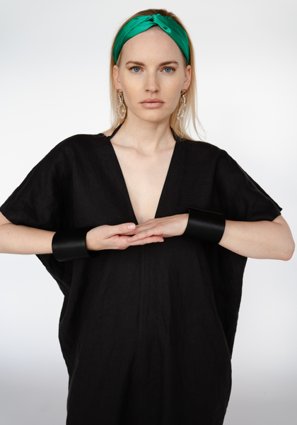 Ivory White Linen Kaftan Dress/ one size/Zero Waste caftan