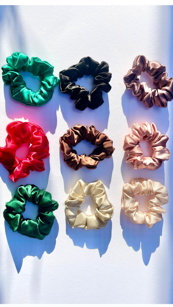 Silk scrunchies dabīgā zīda matu gumijas pink rose gold champagne