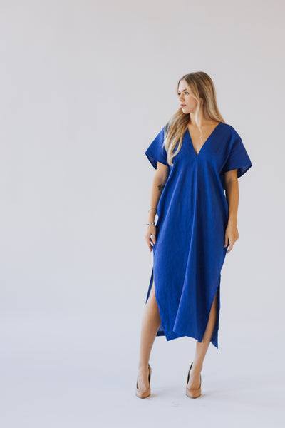 Ivory White Linen Kaftan Dress/ one size/Zero Waste caftan