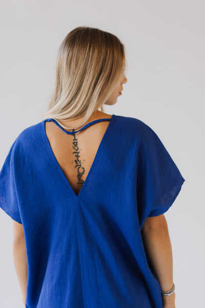 Ivory White Linen Kaftan Dress/ one size/Zero Waste caftan