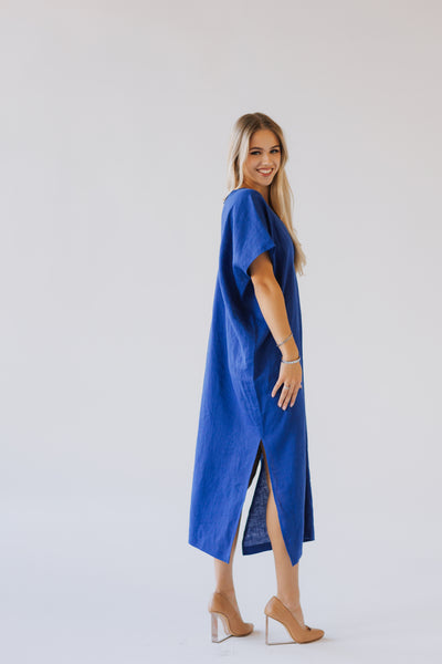 Ivory White Linen Kaftan Dress/ one size/Zero Waste caftan