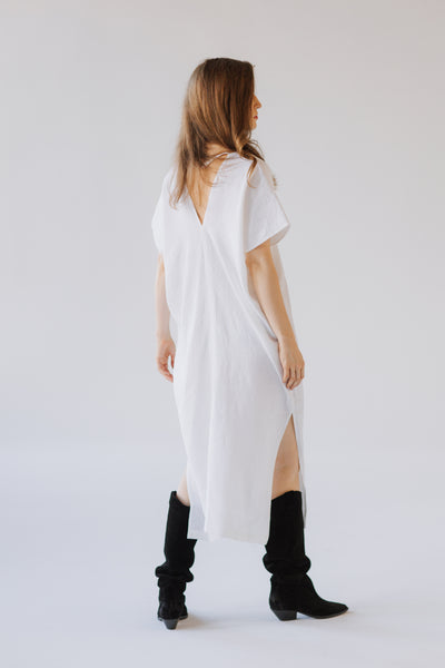 Ivory White Linen Kaftan Dress/ one size/Zero Waste caftan