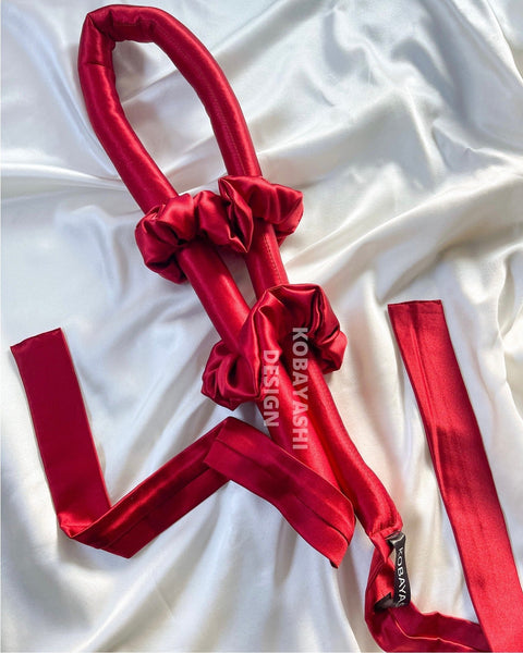 alt="Sarkans Zīda matu rullis garšs matu lokotājs  heatless silk  curler"