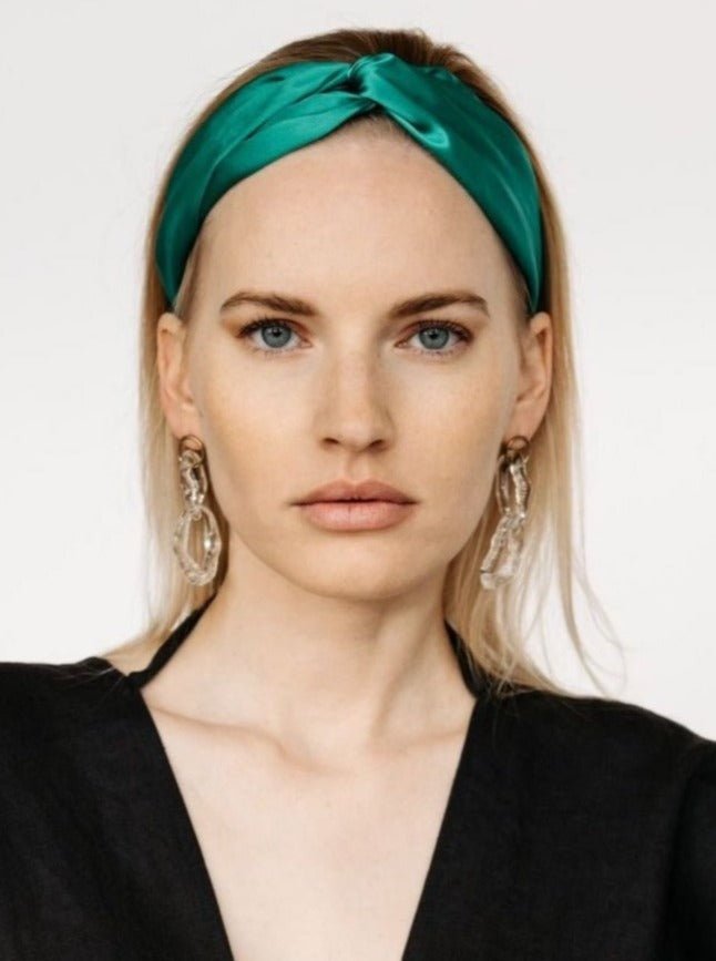 Black Mulberry silk twist knot headband – Baiba Ladiga display picture 1