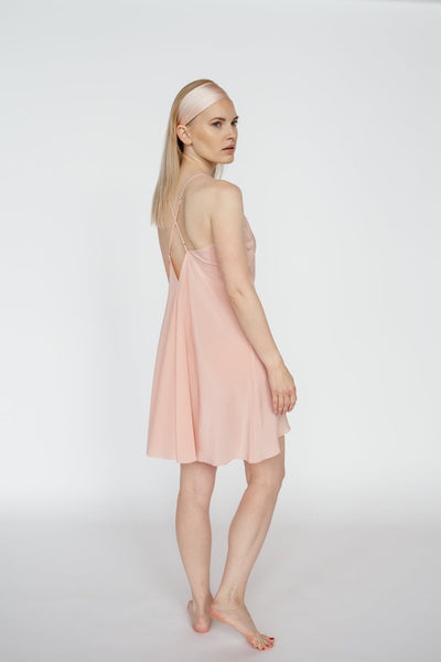 Black Pure Mulberry silk crepe slip nightdress, one size