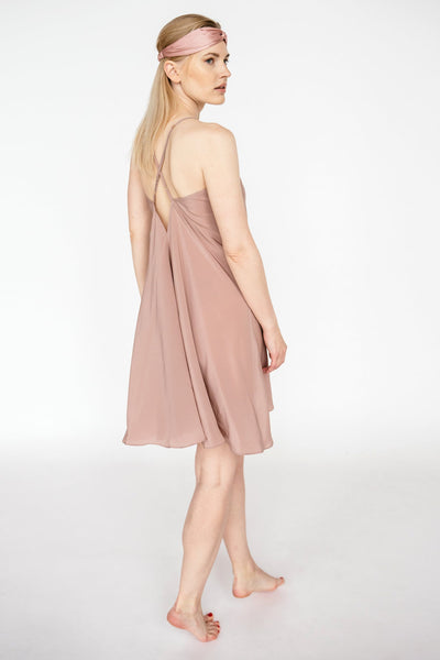 Black Pure Mulberry silk crepe slip nightdress, one size