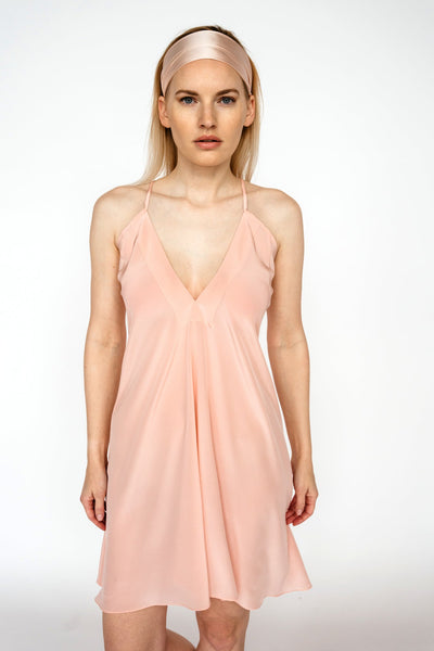Black Pure Mulberry silk crepe slip nightdress, one size