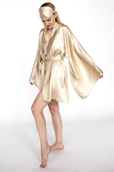 Īss  Mulberry Zīda Kimono Halāts – Roku Darbs | Viens Izmērs Der Vairumam