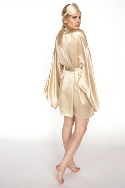 Īss  Mulberry Zīda Kimono Halāts – Roku Darbs | Viens Izmērs Der Vairumam