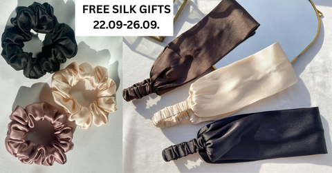 Bezmaksas Dāvana Katram Pirkumam –  zīda matu gumija vai matu lente! 🎁