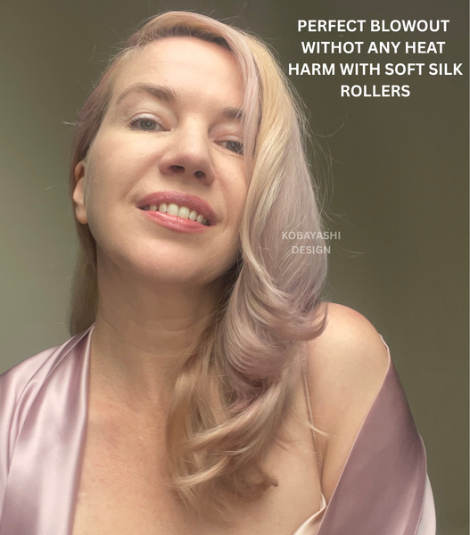 BLOWOUT rollers BLONDE. Silk heatless rods with snap buttons, MULTIWAY USE