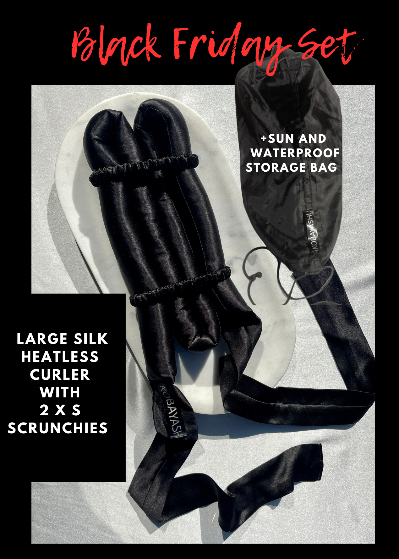 Black friday  zīda matu ruļla komplekts  silk heatless curler set set 