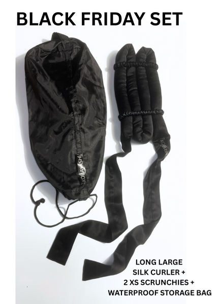BLACK FRIDAY SET - Long LARGE SILK Heatless hair curler with scrunchies