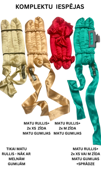 LIELS DABĪGĀ ZĪDA matu rullis ar vienlaidus platām lentām, APJOMĪGĀM LOKĀM