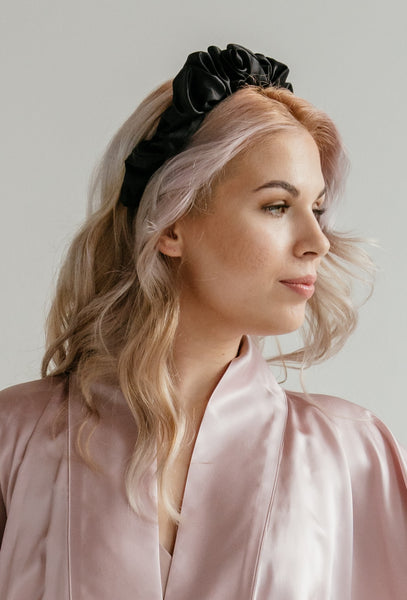 100% Pure Mulberry Silk Ruched Scrunchie Crown Headband