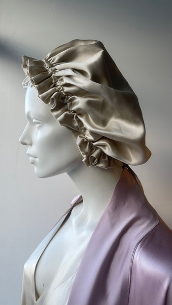 Divpusēja Mulberry zīda matu miega cepure- turbāns, divslāņu