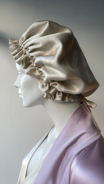 Divpusēja Mulberry zīda matu miega cepure- turbāns, divslāņu