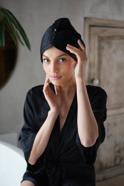 Reversible Mulberry Silk Hair Drying Towel /Double sided Turban