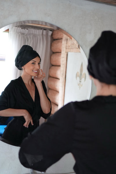 Reversible Mulberry Silk Hair Drying Towel /Double sided Turban