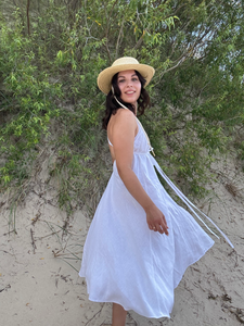 Short Linen Trapeze dress/ multiway open back Dress/ one size