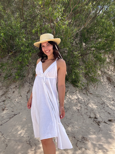 Short Linen Trapeze dress/ multiway open back Dress/ one size