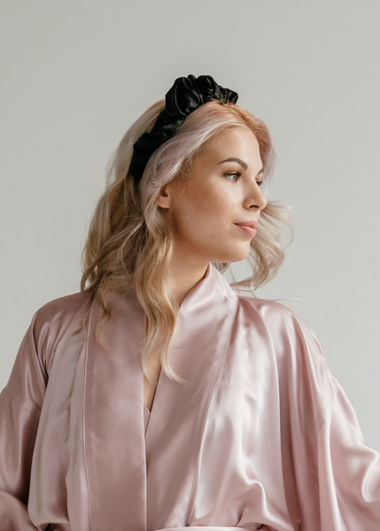 100% Pure Mulberry Silk Ruched Scrunchie Crown Headband
