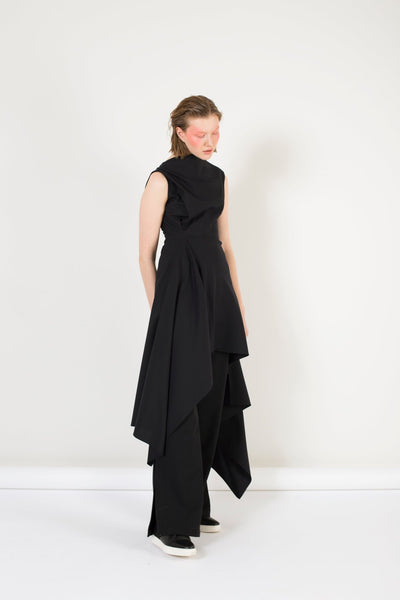Asymmetric Black Cupro dress