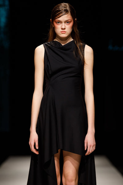 Asymmetric Black Cupro dress