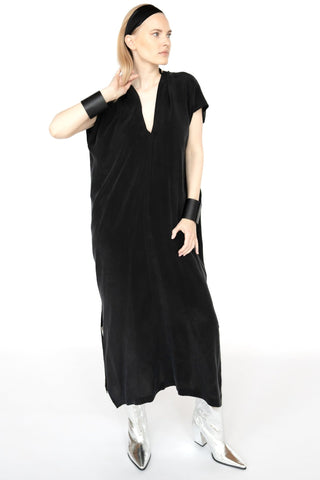 Melna Cupro Kaftan Dress/ one size/Zero Waste/ Melna kupro kaftāna kleita