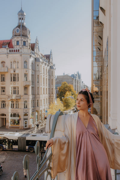 Red Mulberry silk Trapeze Silhouette Maxi Dress with Long Straps – One Size Fits Most