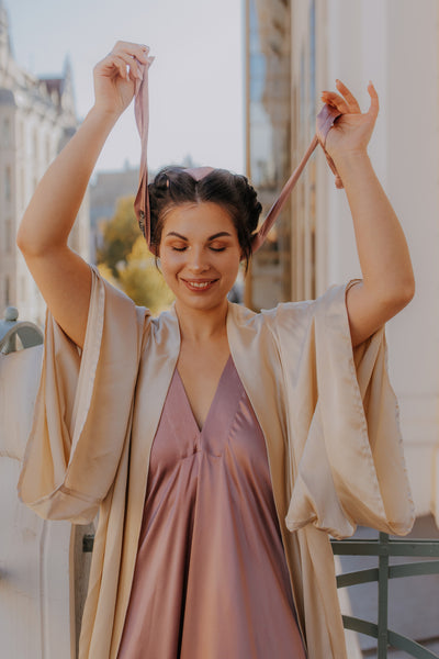 Red Mulberry silk Trapeze Silhouette Maxi Dress with Long Straps – One Size Fits Most