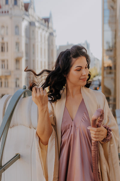 Red Mulberry silk Trapeze Silhouette Maxi Dress with Long Straps – One Size Fits Most