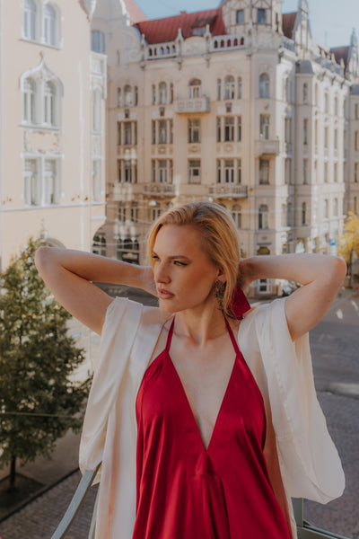 READY TO SHIP Ivory Mulberry silk kimono robe