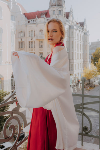 READY TO SHIP Ivory Mulberry silk kimono robe