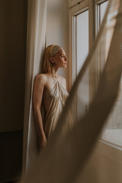 Red Mulberry silk Trapeze Silhouette Maxi Dress with Long Straps – One Size Fits Most