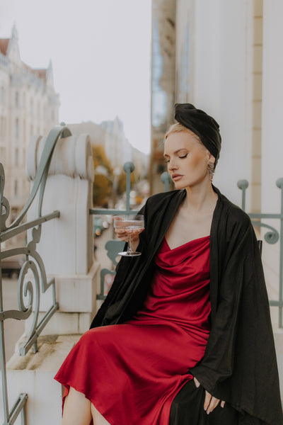 Pure Mulberry Silk Slip Dress with Cowl Neck