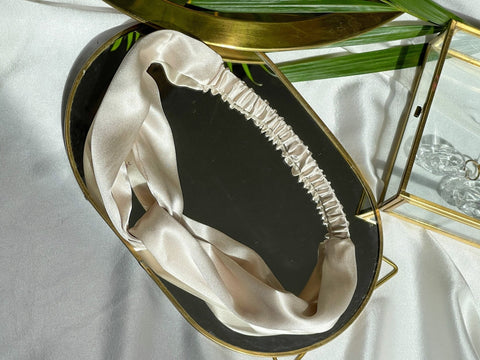 Champagne  Mulberry silk twist knot headband