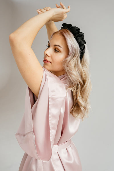 100% Pure Mulberry Silk Ruched Scrunchie Crown Headband