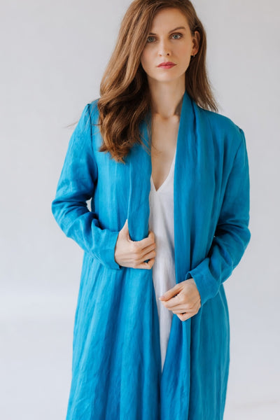 Minimalist Long Linen Jacket