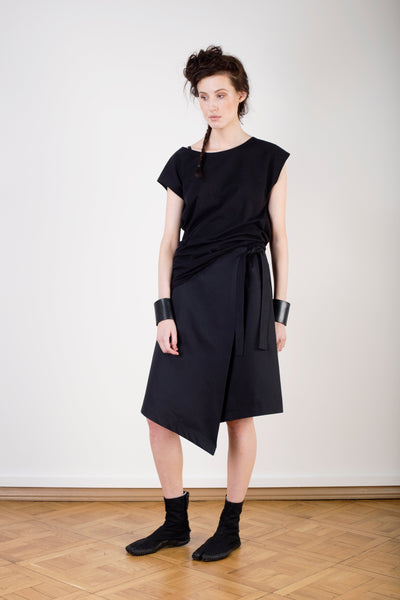 Cotton Twill Overlap Skirt